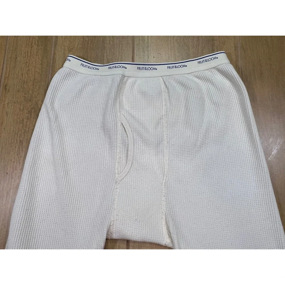 Fruit of the Loom Mens Waffle Knit Thermal Underwear Bottoms Cream RN 123187